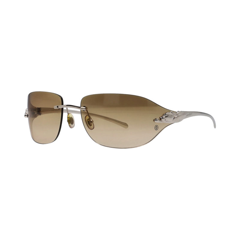 Cartier Brown Lenses and Rimless Frame Panthere Sunglasses 110 - Yoogi's  Closet