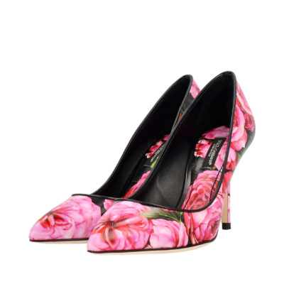 Product DOLCE & GABBANA Leather Floral Print Pumps Pink - NEW