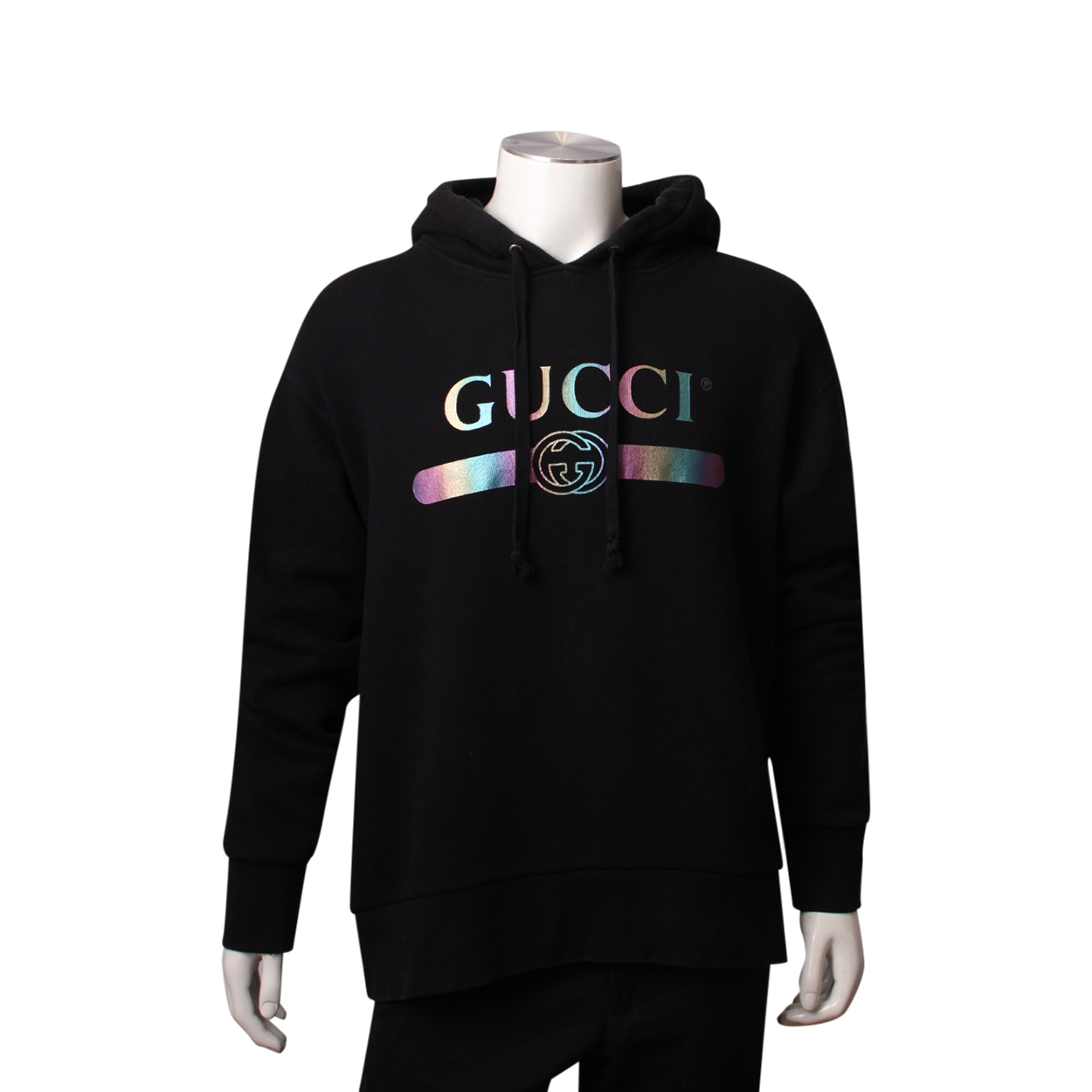 GUCCI Cotton Oversized Logo Hoodie Black | Luxity