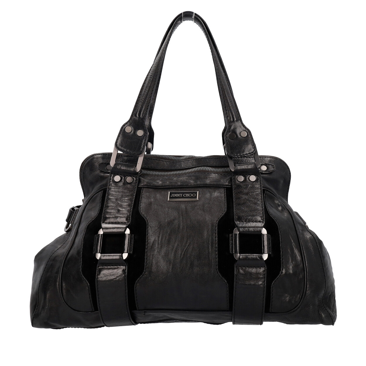 JIMMY CHOO Leather/Suede Large Mahala Tote Black | Luxity