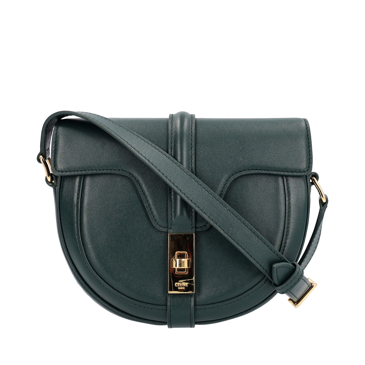 CELINE Leather Small Besace Bag Green | Luxity