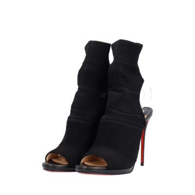 Product CHRISTIAN LOUBOUTIN Knit Cheminene Peep Toe Sandals Black - NEW