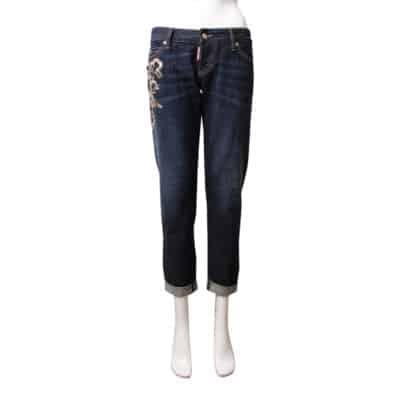 Product DSQUARED2 Cotton Embellished Cropped Jeans Blue