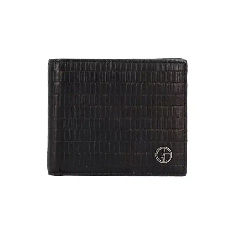 GIORGIO ARMANI Leather Bifold Wallet Black Luxity