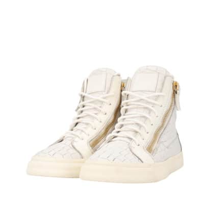 Product GIUSEPPE ZANOTTI Croc Embossed Leather London High Top Sneakers White