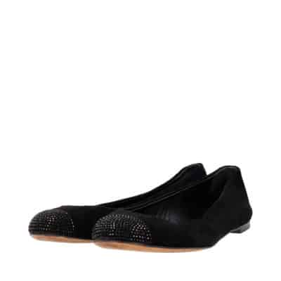 Product GIUSEPPE ZANOTTI Suede Glitter Toe Cap Ballerina Flats Black