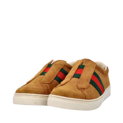 Product GUCCI Suede Web Kids Slip-On Sneakers Beige