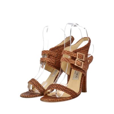 Product JIMMY CHOO Iridescent Snakeskin Embossed Sandals Brown