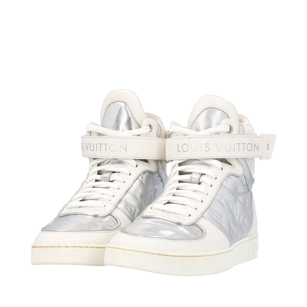 LOUIS VUITTON Leather Boombox Sneakers White/Silver