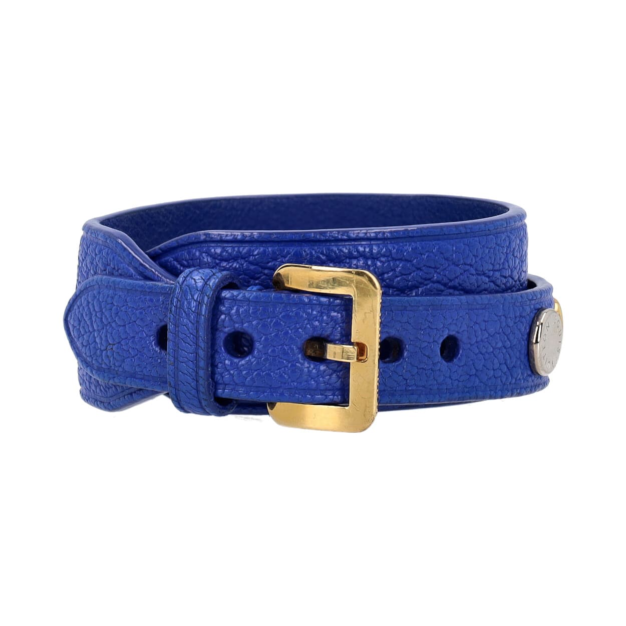 LOUIS VUITTON Leather Wrap Spike It Bracelet Blue | Luxity