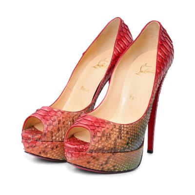Product CHRISTIAN LOUBOUTIN Python Lady Peep Toe Pumps Red/Green