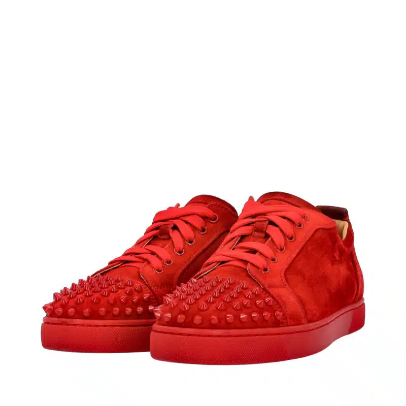 CHRISTIAN LOUBOUTIN Suede Louis Spikes Sneakers Red |