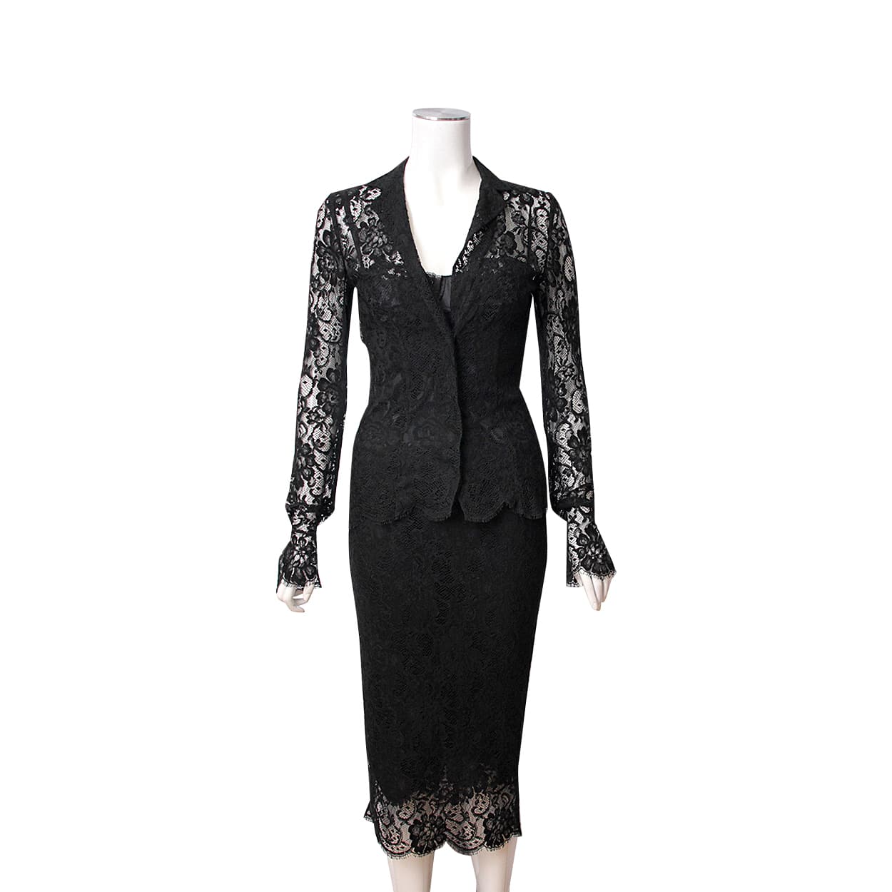 DOLCE & GABBANA Lace 3 Piece Suit Black | Luxity