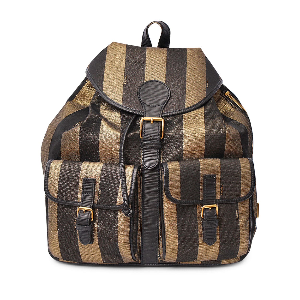 FENDI Vintage Pecan Backpack Black/Gold | Luxity