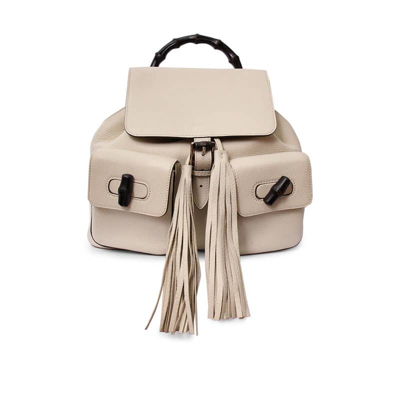GUCCI Leather Bamboo Backpack Ivory | Luxity