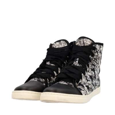 Product LANVIN Fabric/Leather Jewels High Top Sneakers White/Black