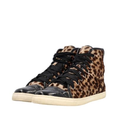 Product LANVIN Pony Hair/Patent High Top Sneakers Brown/Black