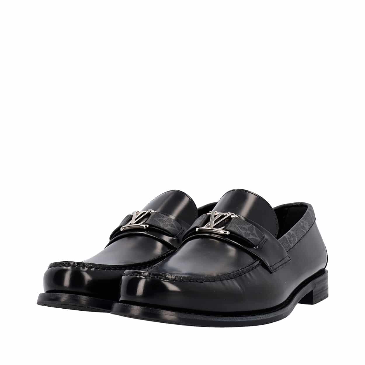 LOUIS VUITTON Leather Major Loafers Black | Luxity