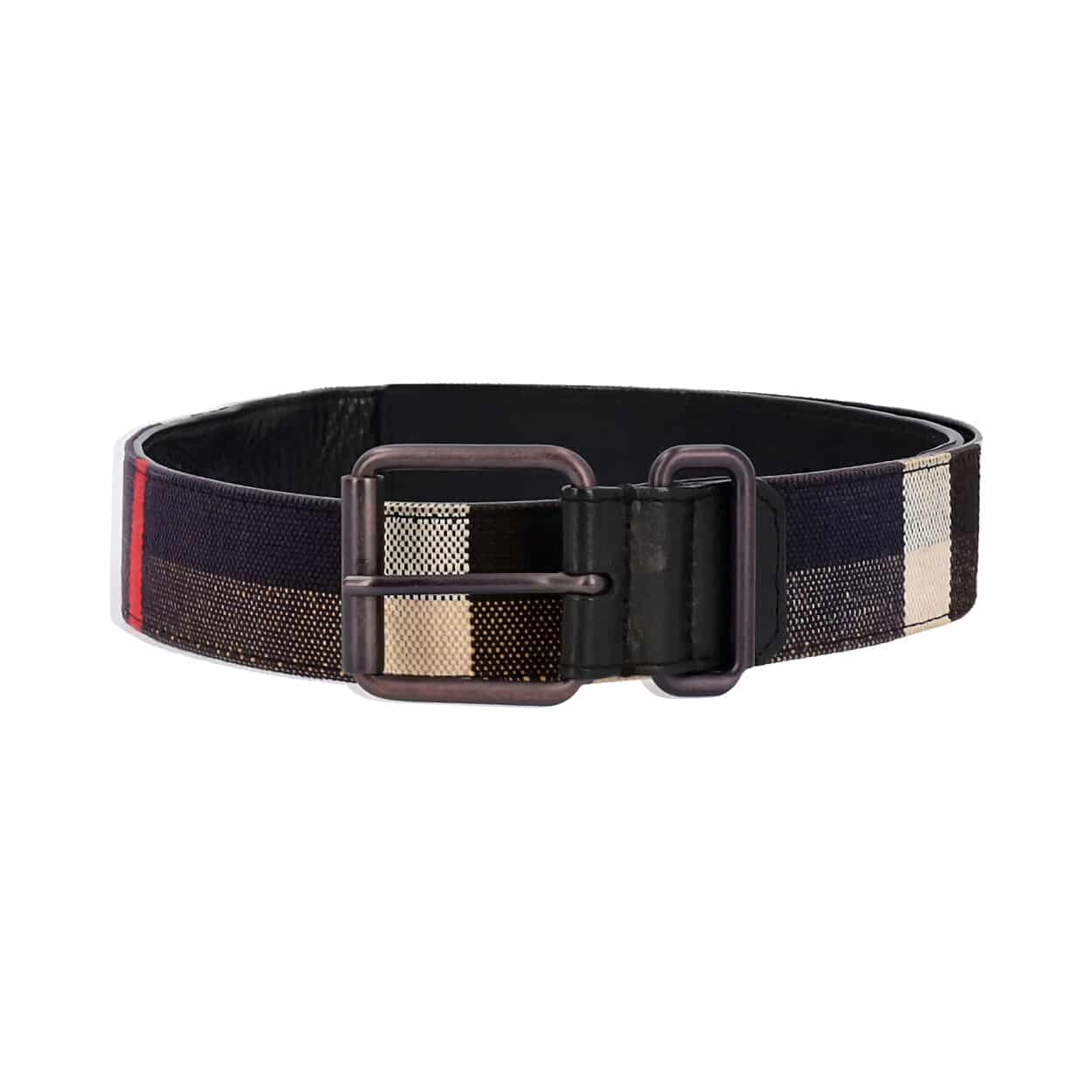 Burberry house check and leather outlet belt