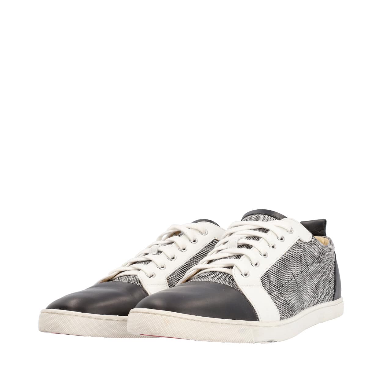 CHRISTIAN LOUBOUTIN Leather/Tweed Louis Sneakers Grey/Black/White | Luxity