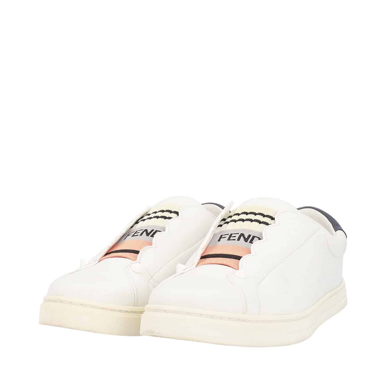 FENDI Leather Slip-On Sneakers White | Luxity