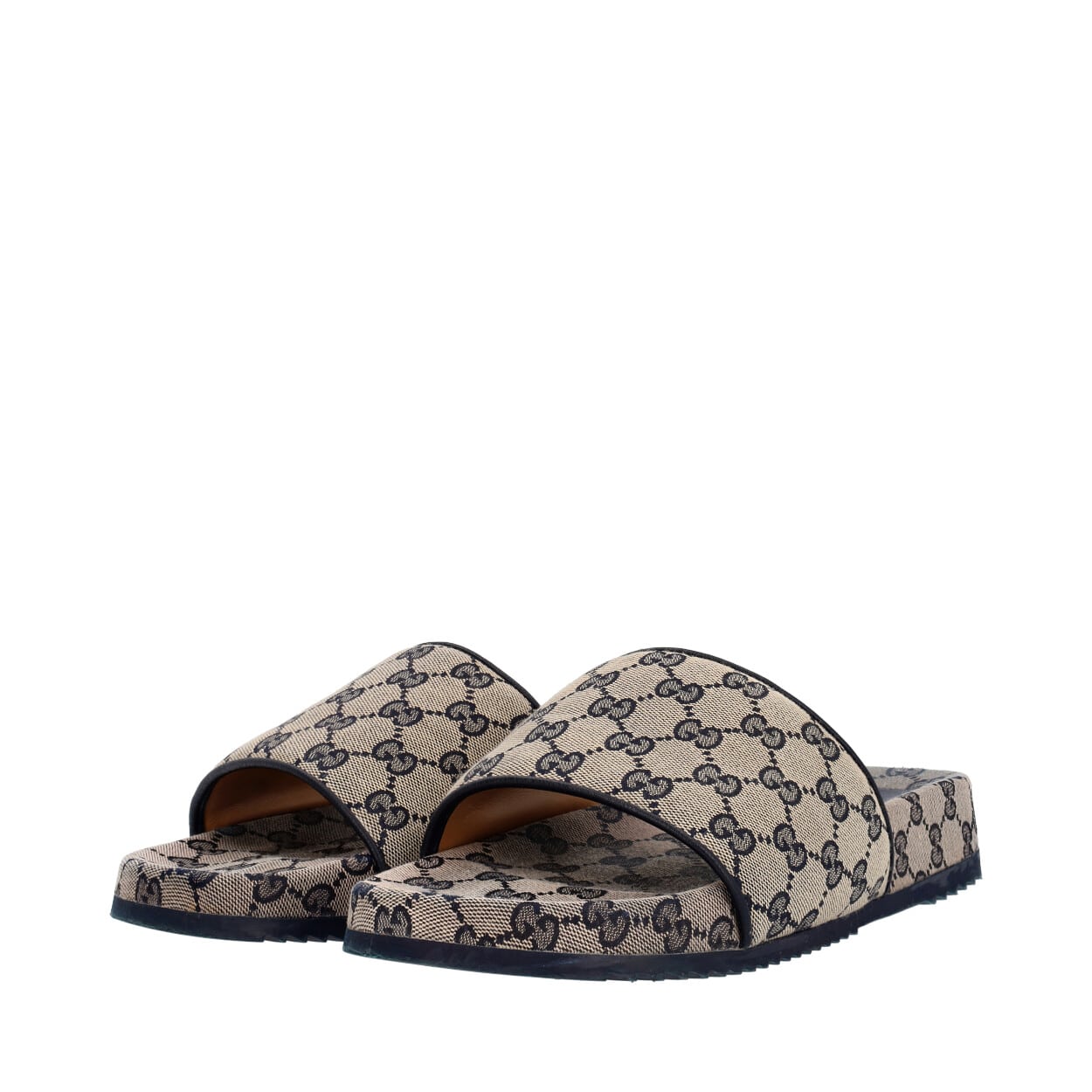 GUCCI GG Slide Sandals Beige/Navy | Luxity