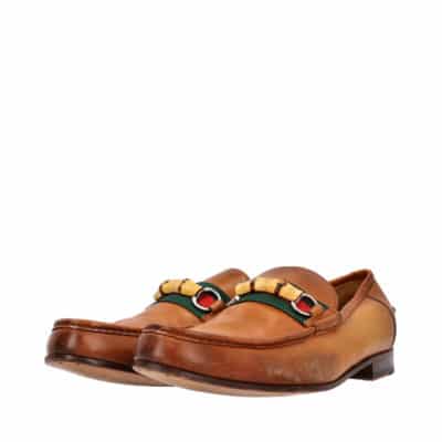 Product GUCCI Leather Web/Bamboo Loafers Brown