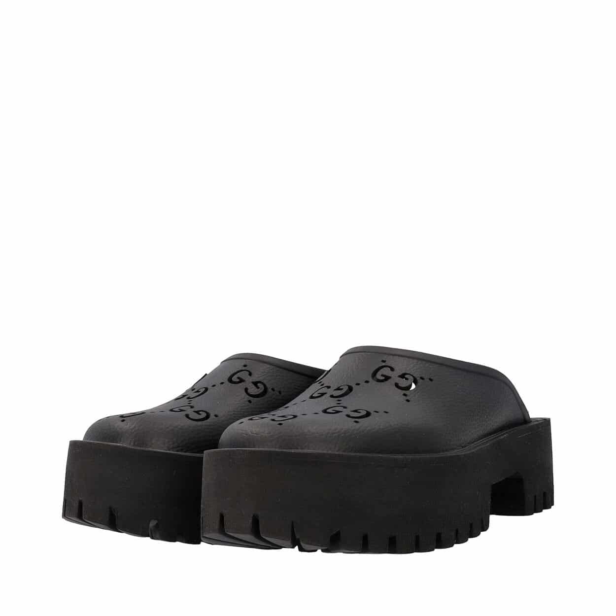 GUCCI Rubber Perforated Slides Black | Luxity