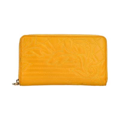 Product VERSACE Quilted Leather Vanitas Zip Around Wallet Yellow