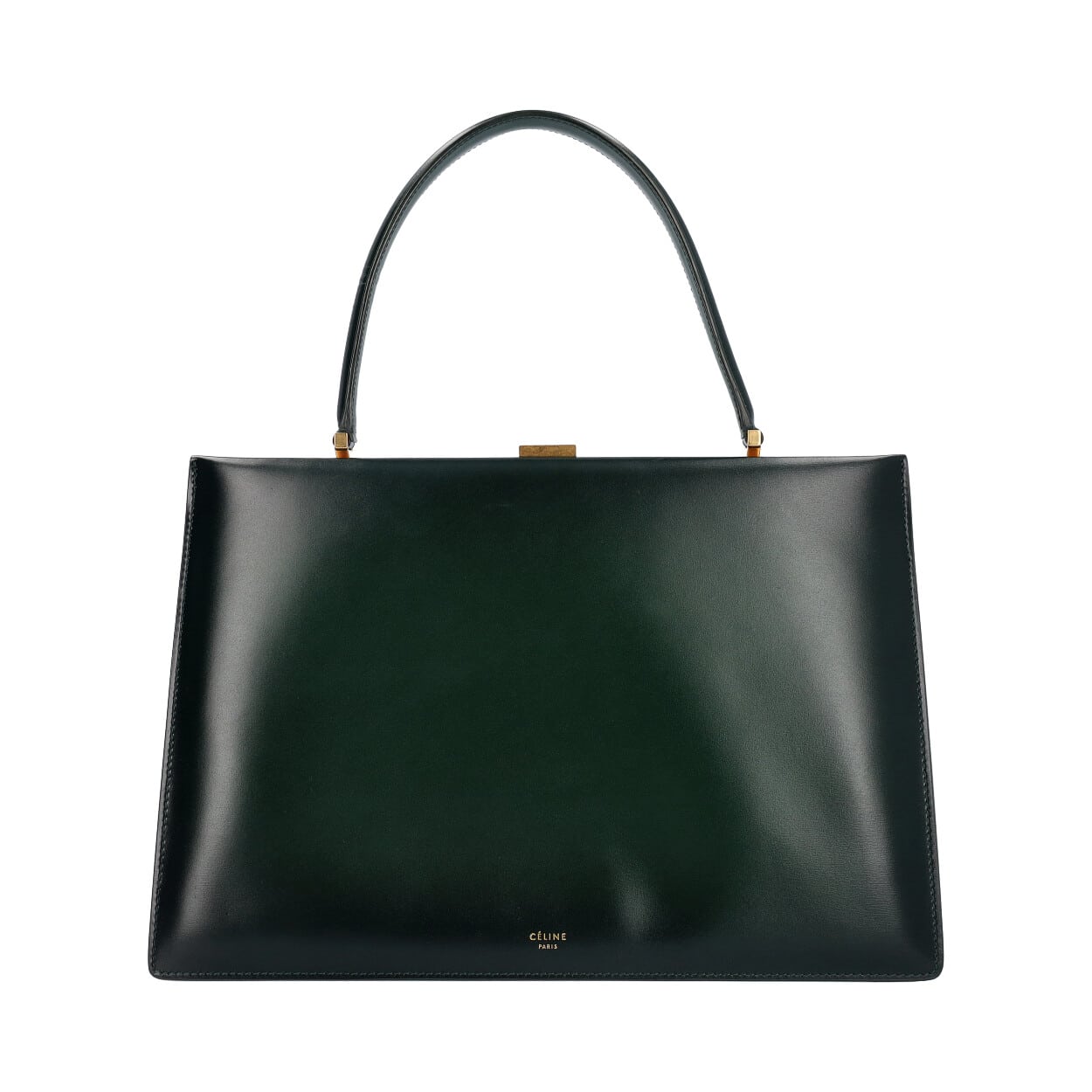 CELINE Leather Medium Clasp Bag Green | Luxity