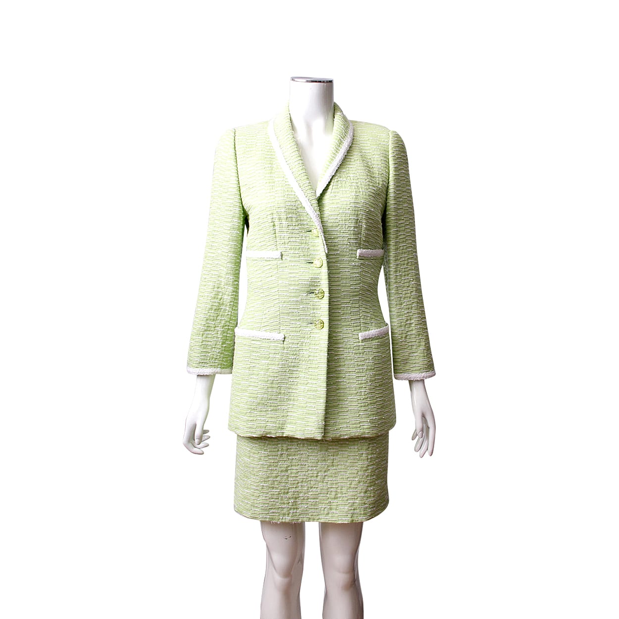 ESCADA Wool Blend Blazer/Dress Set Green/White | Luxity