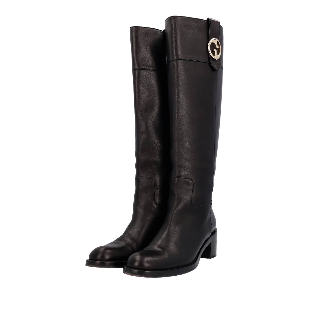 GUCCI Leather Knee High Boots Black | Luxity
