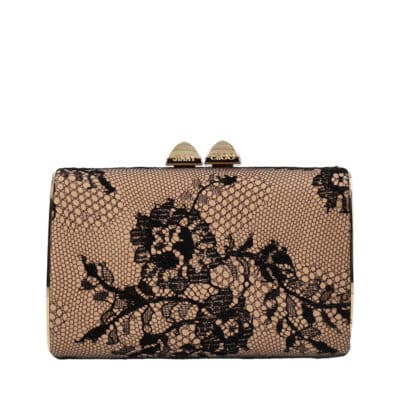 Product JIMMY CHOO Lace/Leather Clutch Beige/Black