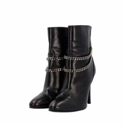 Product SAINT LAURENT Leather Double Chain Ankle Boots Black