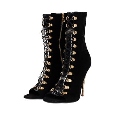 Product BALMAIN Suede Lace-Up Boots Black/Gold