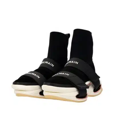 Suede and knit B-Bold sneakers with straps black - Men