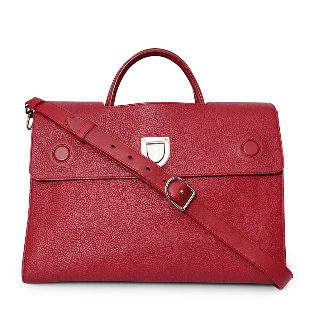 CHRISTIAN DIOR Leather Large Diorever Tote Burgundy | Luxity