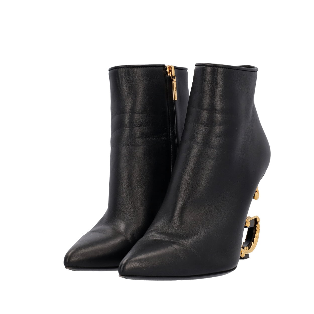 DOLCE & GABBANA Leather DG Ankle Boots Black | Luxity