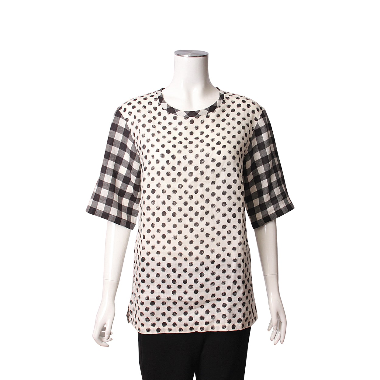 DOLCE & GABBANA Linen Polka Dot Top Black/White | Luxity