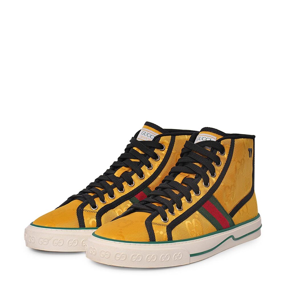 Gucci Yellow/Beige Leather And GG Supreme Canvas High Top Sneakers Size 44  Gucci | TLC