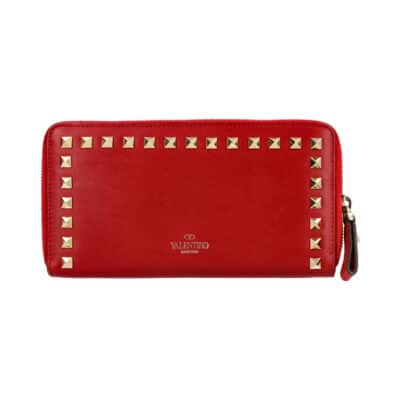 Product VALENTINO Leather Rockstud Wallet Red