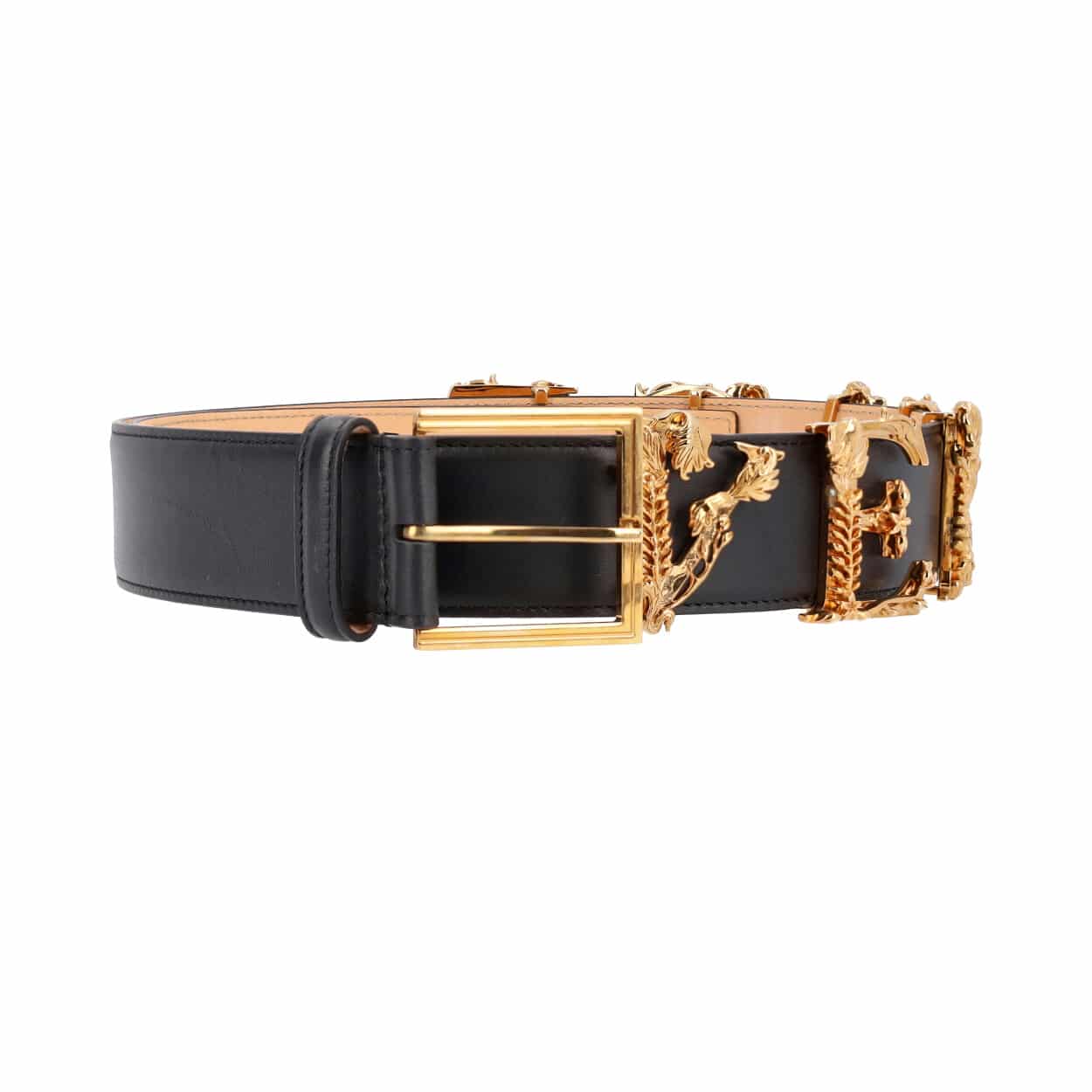 VERSACE Leather Logo Removable Letters Belt Black - S: 85 (34) | Luxity