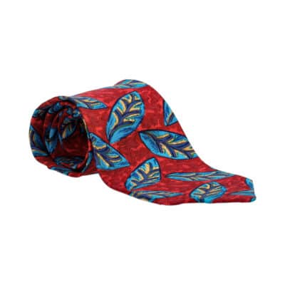 Product YVES SAINT LAURENT Vintage Silk Leaves Tie Red/Blue