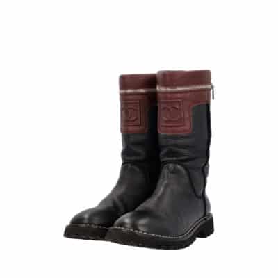 Product CHANEL Leather Cocoon Midcalf Boots Black/Burgundy