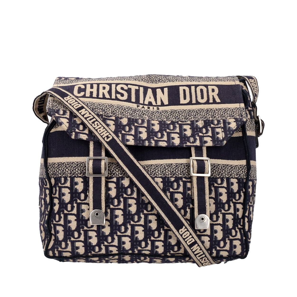 CHRISTIAN DIOR Jacquard Oblique Diorcamp Messenger Blue | Luxity