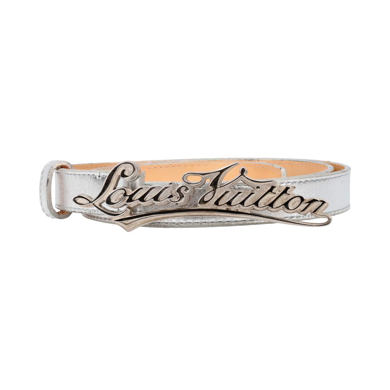 Louis Vuitton Silver Cursive Logo Buckle Belt - 90 / 36