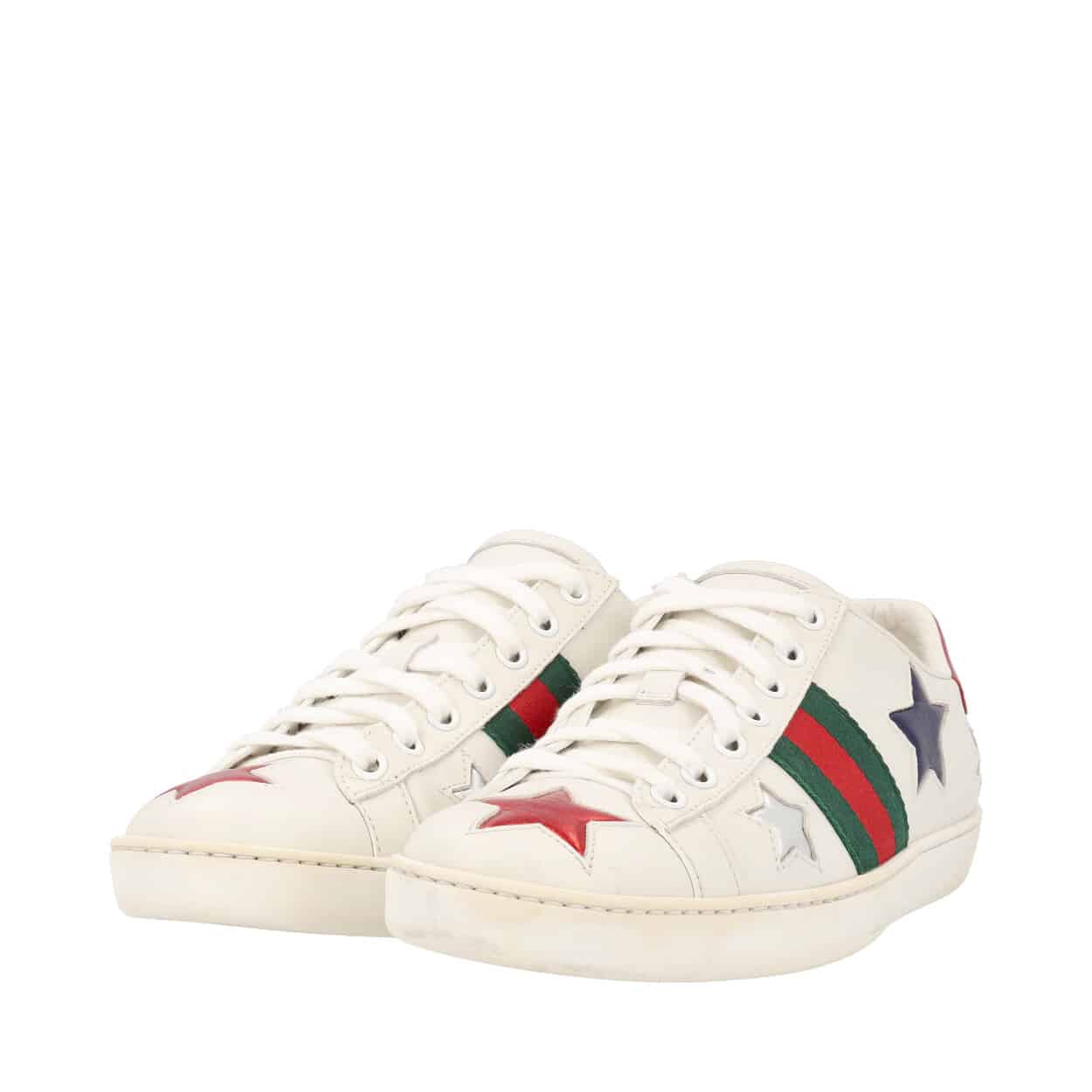 GUCCI Leather Ace Star Sneakers White | Luxity