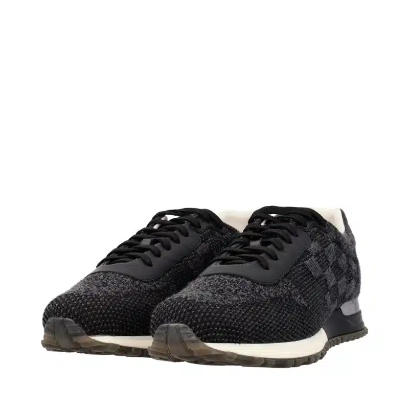 LOUIS VUITTON Damier Fabric Leather Run Away Sneakers Black 2