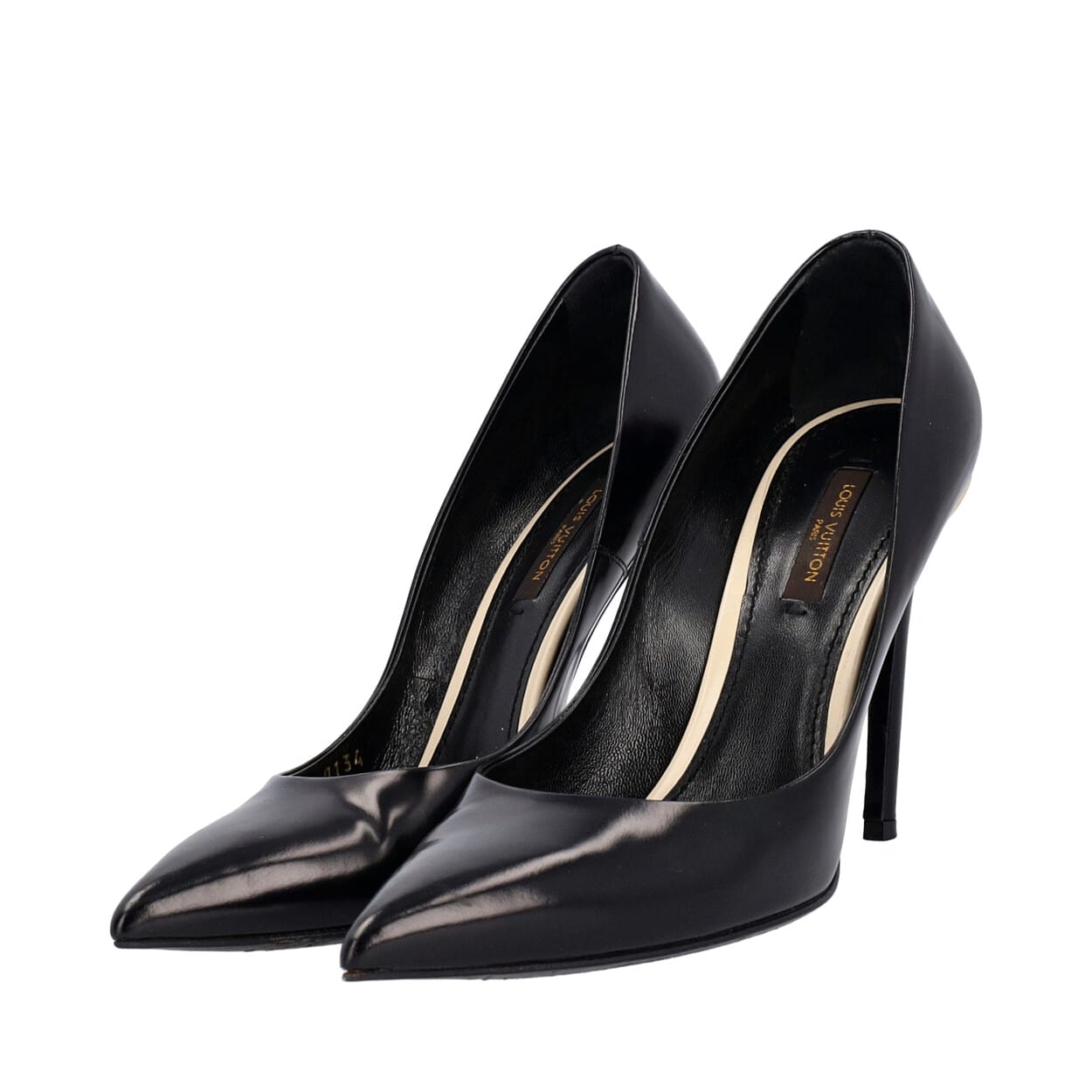 LOUIS VUITTON Glazed Leather Eyeline Pumps Black | Luxity