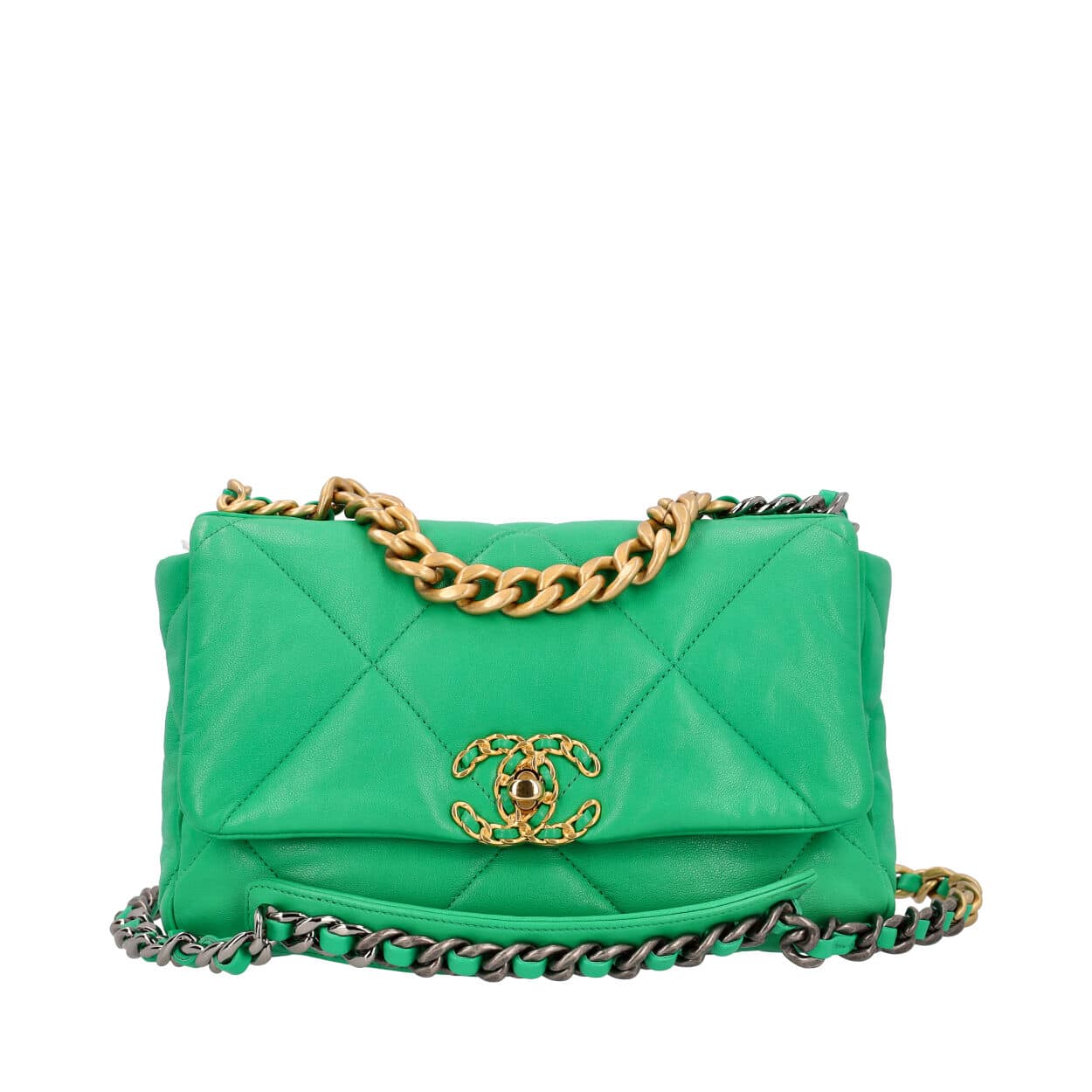 Chanel 22A Small 19 flap bag in green lambskin  VintageUnited